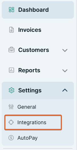 Integrations settings screen