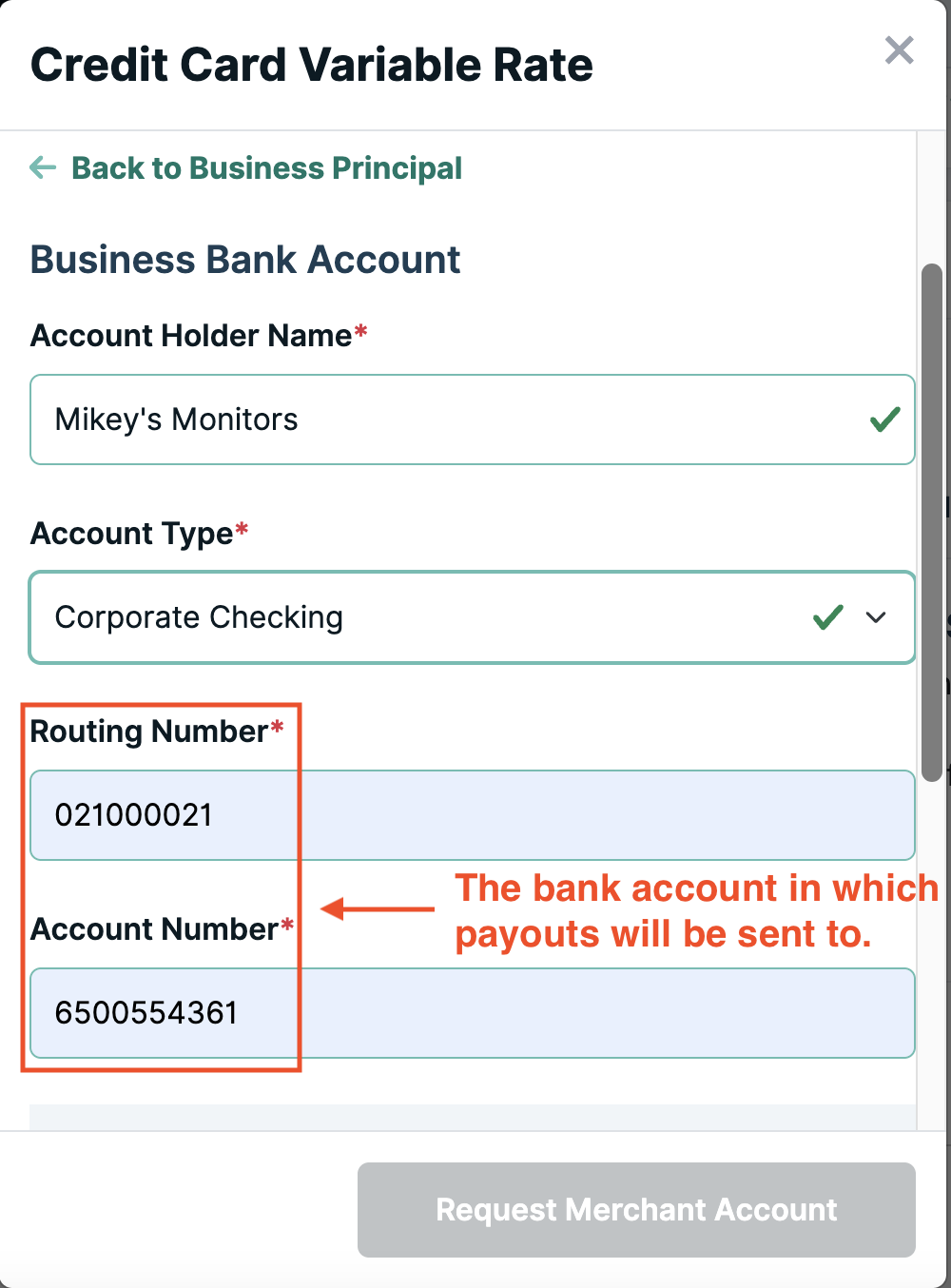 Bank Account Setup